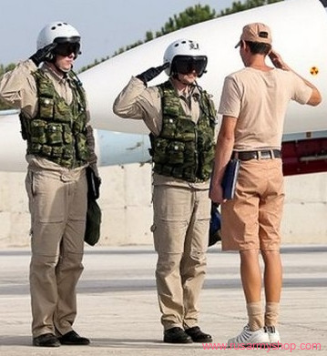 Shorts Russian army soldier in Syria