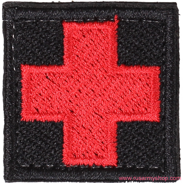 Нашивки сувенирные Сплав Нашивка Крест медицинский чёрный фон