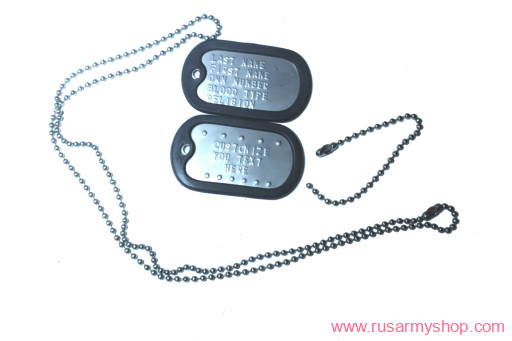Military Dog Tags with you text embossed - Stainless Steel with silencer