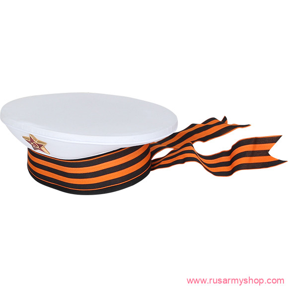 Головные уборы сувенирные Сплав Бескозырка сувенирная Георгиевская лента белая