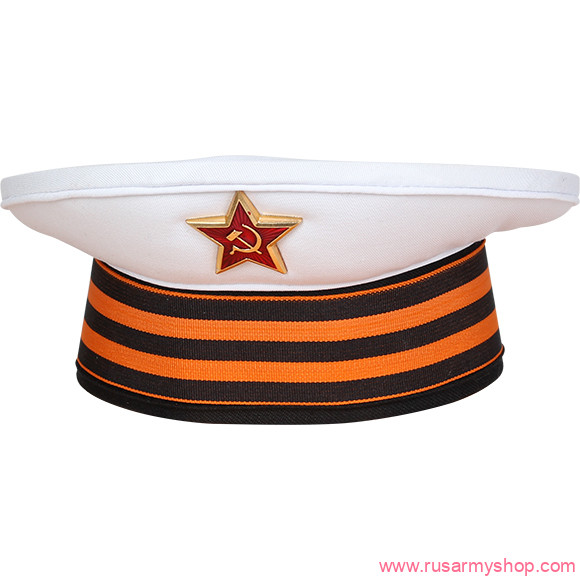 Головные уборы сувенирные Сплав Бескозырка сувенирная Георгиевская лента белая