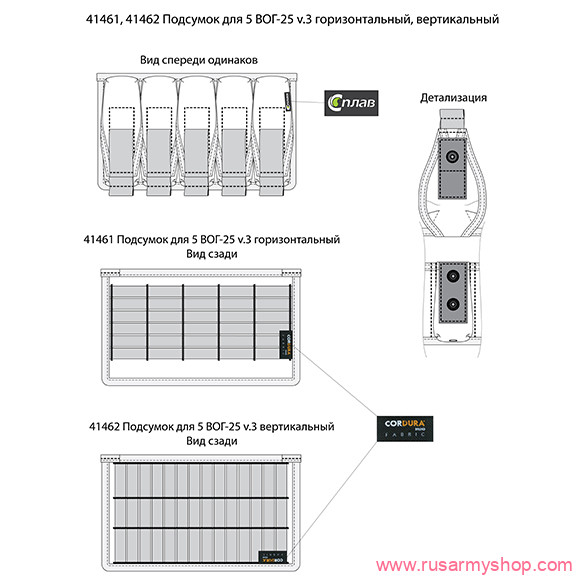 Pouch for 5 VOG-25 grenades v.3 horizontal SPLAV
