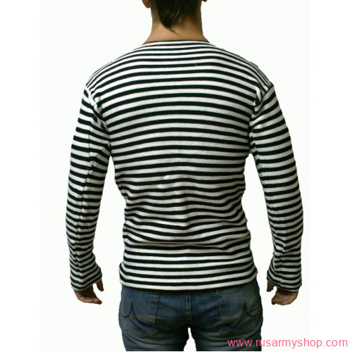 Telnyashka striped T-shirt for winter, warm and double knit (50% cotton/ 50% wool)