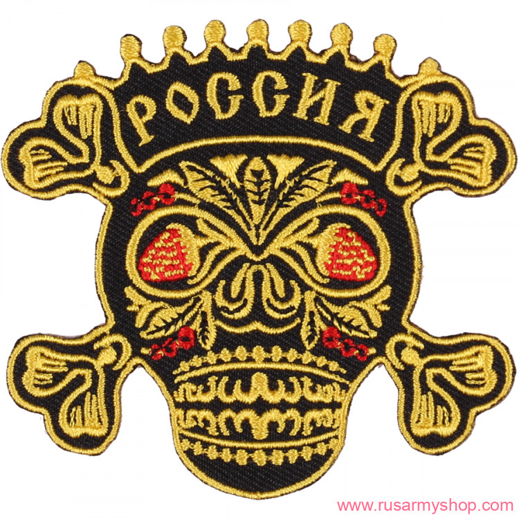 Нашивки-термоаппликация Сплав Термонаклейка - Череп хохлома