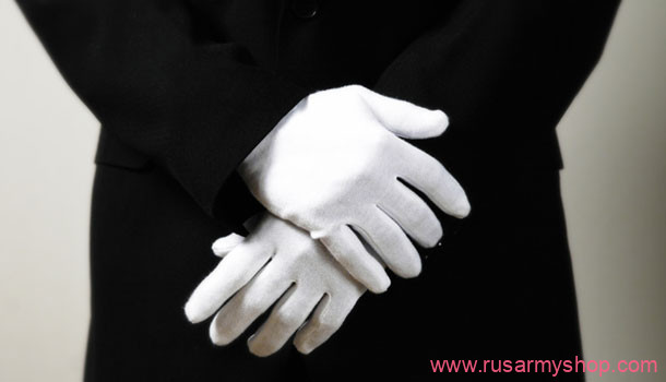 Russian army officer ceremonial white gloves