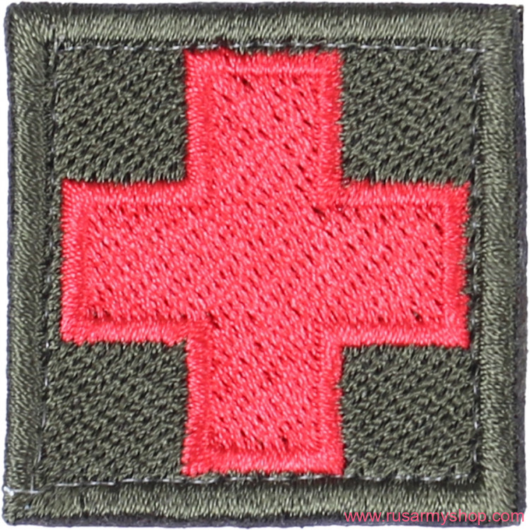 Нашивки сувенирные Сплав Нашивка Крест медицинский оливковый фон
