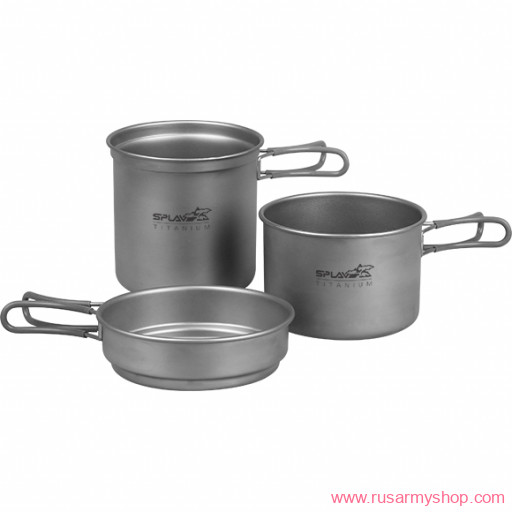 Посуда Сплав Набор титановой посуды 2 кастрюли, 1 сковородка